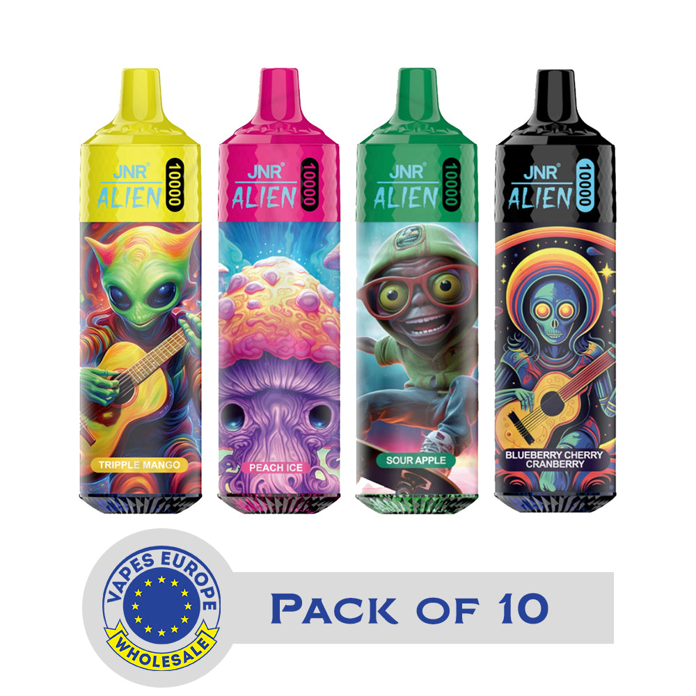 Einweg E-zigarette 10er Pack Gnstig JNR Alien 10000 | Pack mit 10 Einweg E Zigaretten Einweg E-zigarette 10er Pack Gnstig JNR Alien 10000 | Pack mit 10 Einweg E Zigaretten